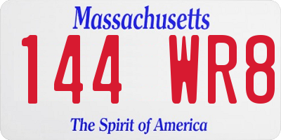 MA license plate 144WR8