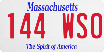 MA license plate 144WS0
