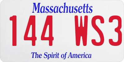 MA license plate 144WS3