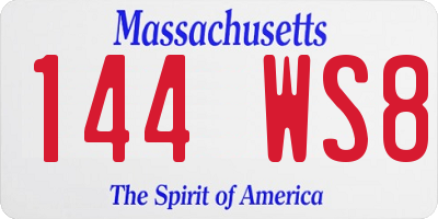 MA license plate 144WS8