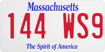 MA license plate 144WS9
