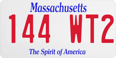 MA license plate 144WT2