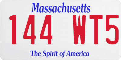 MA license plate 144WT5