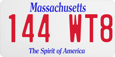 MA license plate 144WT8
