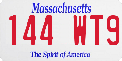 MA license plate 144WT9