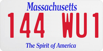 MA license plate 144WU1