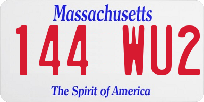 MA license plate 144WU2