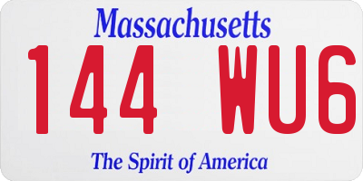 MA license plate 144WU6