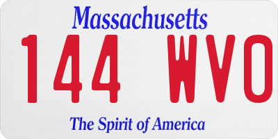 MA license plate 144WV0