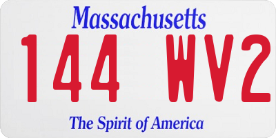MA license plate 144WV2