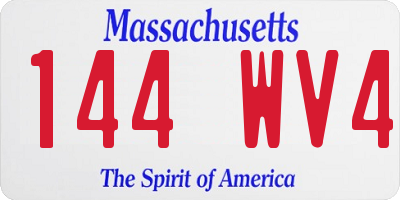 MA license plate 144WV4