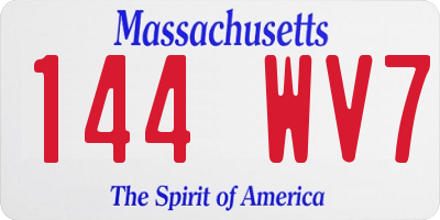 MA license plate 144WV7