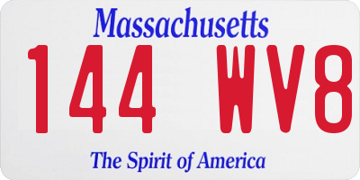 MA license plate 144WV8