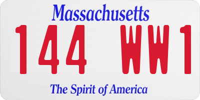 MA license plate 144WW1