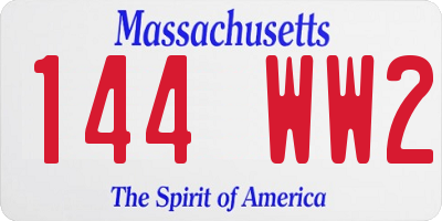 MA license plate 144WW2
