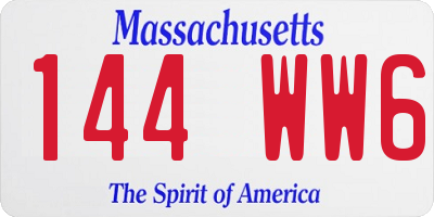 MA license plate 144WW6