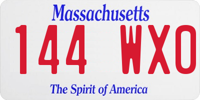 MA license plate 144WX0