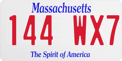 MA license plate 144WX7