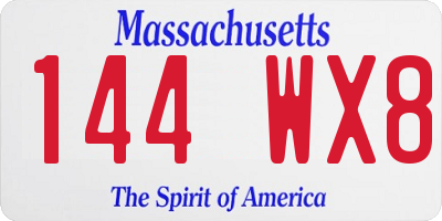 MA license plate 144WX8