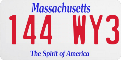 MA license plate 144WY3