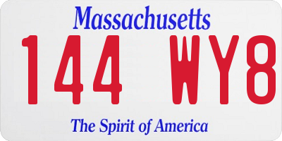 MA license plate 144WY8
