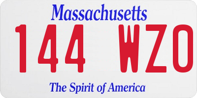 MA license plate 144WZ0