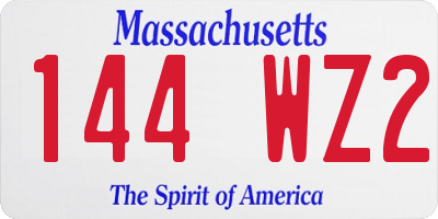 MA license plate 144WZ2