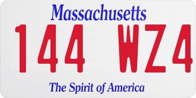 MA license plate 144WZ4