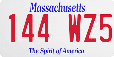 MA license plate 144WZ5
