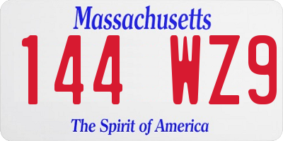 MA license plate 144WZ9