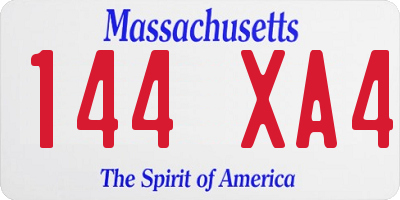 MA license plate 144XA4