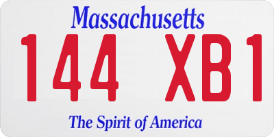 MA license plate 144XB1