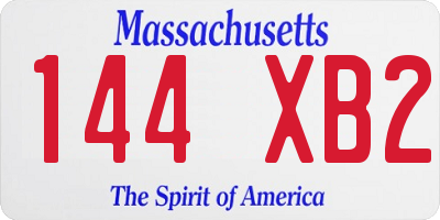 MA license plate 144XB2