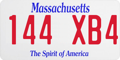 MA license plate 144XB4