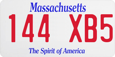 MA license plate 144XB5