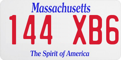 MA license plate 144XB6