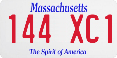 MA license plate 144XC1
