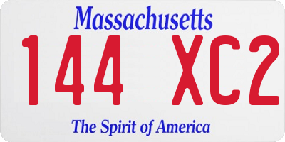 MA license plate 144XC2