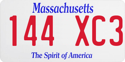 MA license plate 144XC3