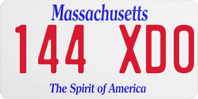 MA license plate 144XD0