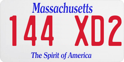 MA license plate 144XD2