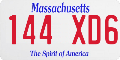 MA license plate 144XD6