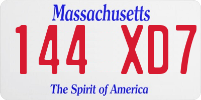 MA license plate 144XD7
