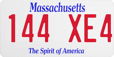 MA license plate 144XE4