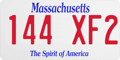 MA license plate 144XF2