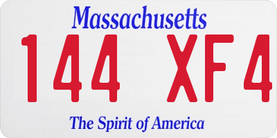 MA license plate 144XF4
