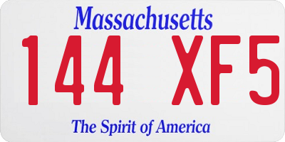 MA license plate 144XF5