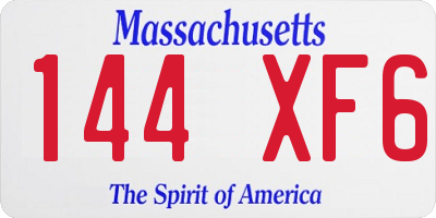 MA license plate 144XF6