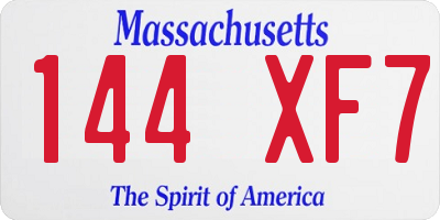 MA license plate 144XF7