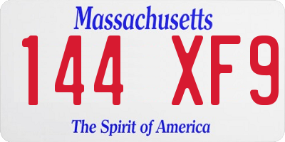 MA license plate 144XF9
